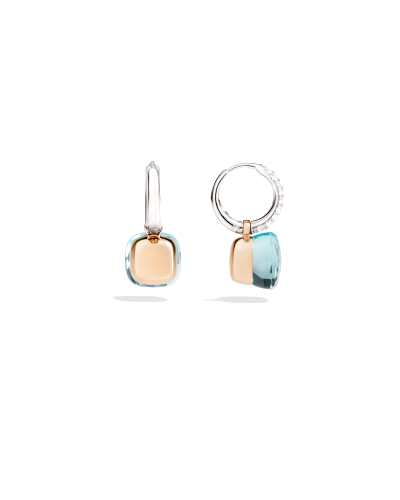 Pomellato Classic Earrings Rose Gold 18kt, White Gold 18kt, Blue Topaz (horloges)
